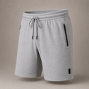 Bermuda de moletom masculina cinza, vista lateral