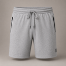 Bermuda de moletom masculina cinza, vista das costas